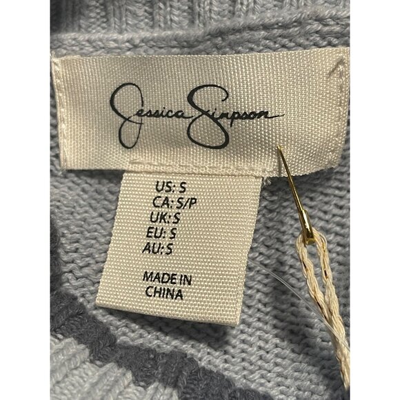 Jessica Simpson Cropped Knit Sweater Womens Size Small Sunday Funday Light Blue - Picture 4 of 7